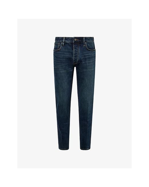 Emporio Armani Blue Slim-Fit Straight-Leg Denim Jeans for men