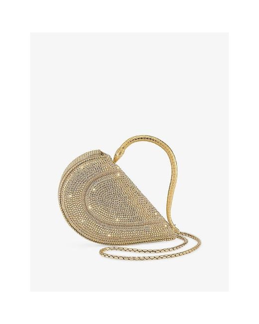 BVLGARI Metallic Serpenti Cuoricino Mini Neige Pavé Crystal And Suede Top Handle Bag