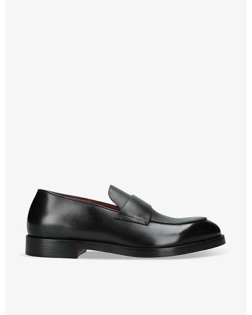 Zegna Black Torino Tonal-stitching Leather Loafers for men