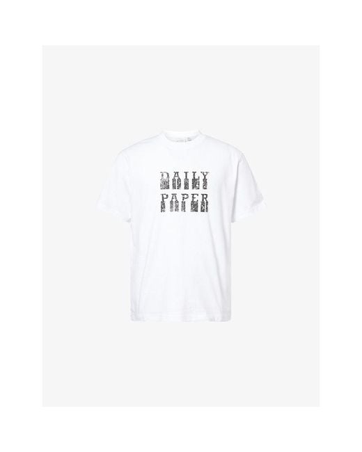 Daily Paper White Blocked Crewneck Cotton-Jersey T-Shirt for men