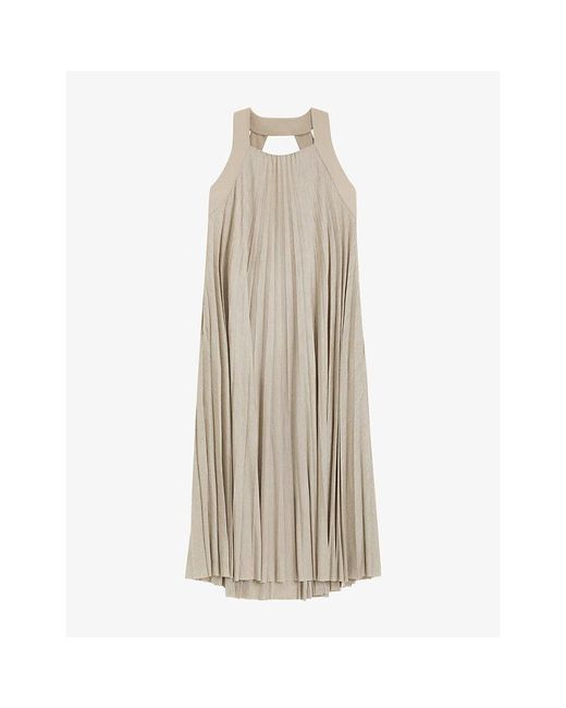 Boss Natural Pleated Halterneck Stretch-Jersey Midi Dress