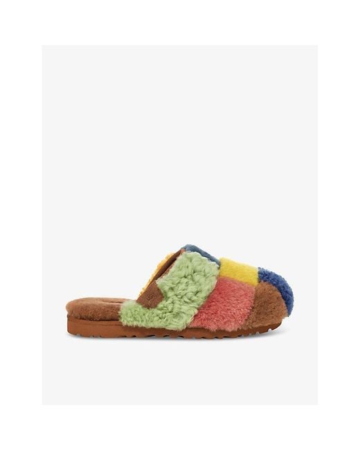 Ugg Green X Tes Patchwork Sheepskin Sliders for men