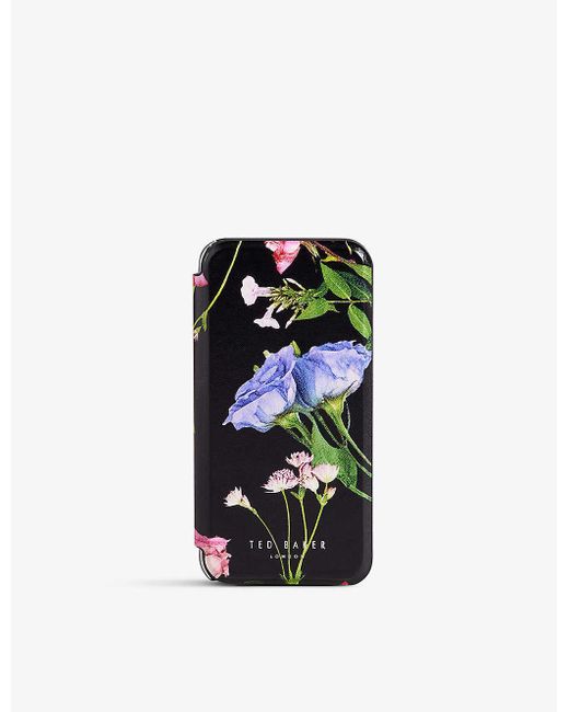 Ted Baker Black Akivats Floral-print Faux-leather Iphone Case