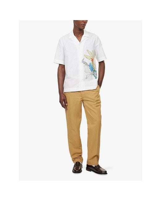Drake's Natural Clean Games Straight-Leg Cotton And Linen Trousers for men