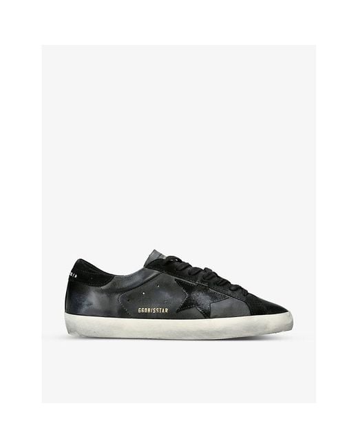 Golden Goose Deluxe Brand Black Super-star Logo-embossed Leather And Suede Trainers for men