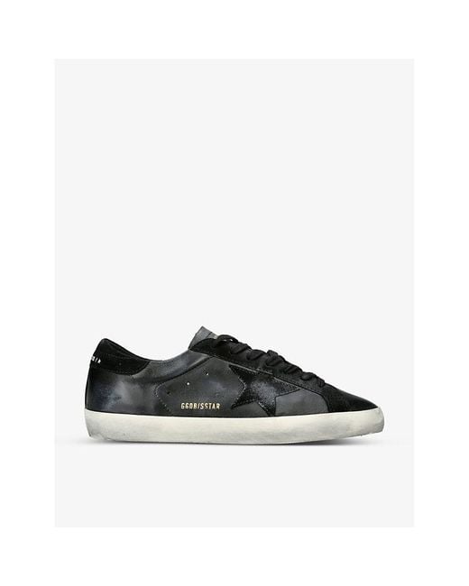 Golden Goose Deluxe Brand Black Super-Star Logo-Embossed Leather And Suede Trainers for men