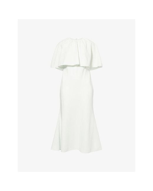 Roland Mouret White Draped Shawl Mermaid Cady Midi Dress
