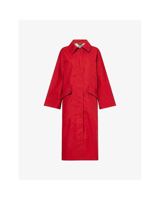 Barbour Red The Edit By Alexa Chung Lizzy Cotton Trench Coat