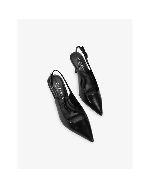 Carvela Kurt Geiger Black Spirit Heeled Leather Slingback Courts