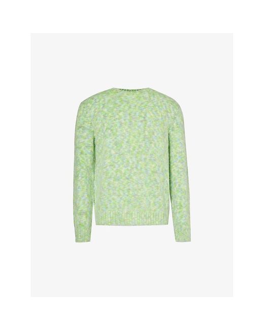 Loewe Green Intarsia-pattern Relaxed-fit Knitted Jumper for men