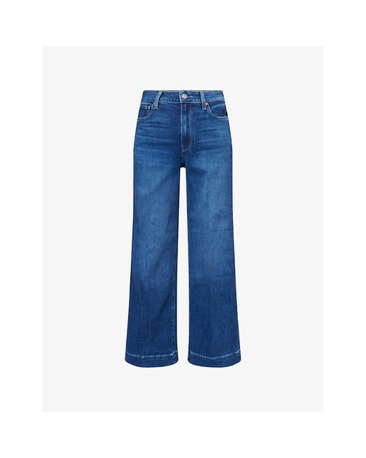 PAIGE Blue Anessa Wide-Leg Denim Jeans