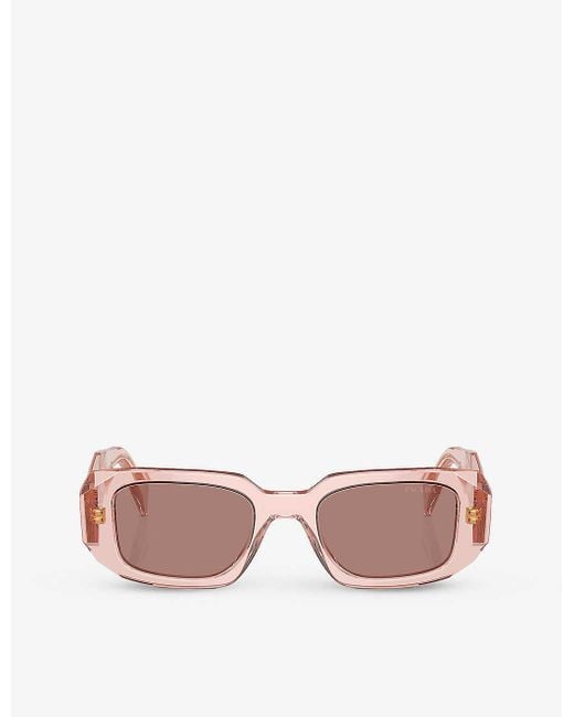 Prada Pink Pr 17ws Rectangular-frame Acetate Sunglasses