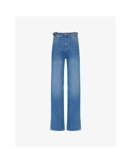 Donna Ida Blue Minnie Flared-Leg High-Rise Stretch-Denim Blend Jeans