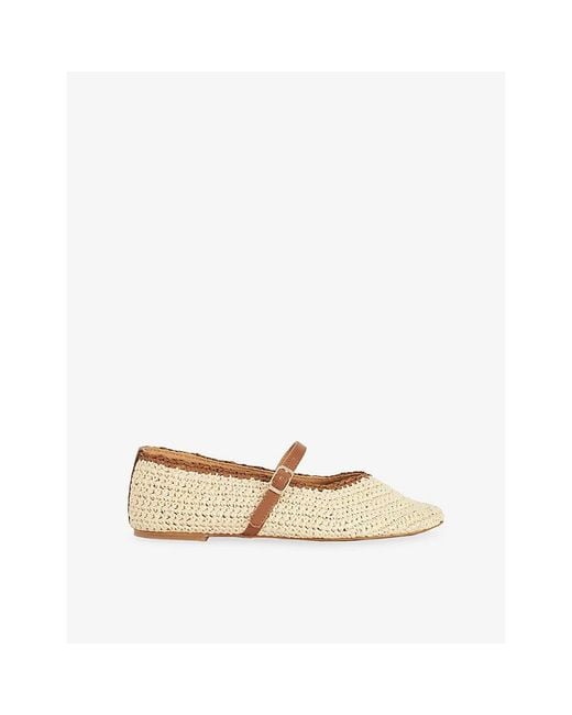 Dune Natural Haloha Raffia Mary-Jane Flats