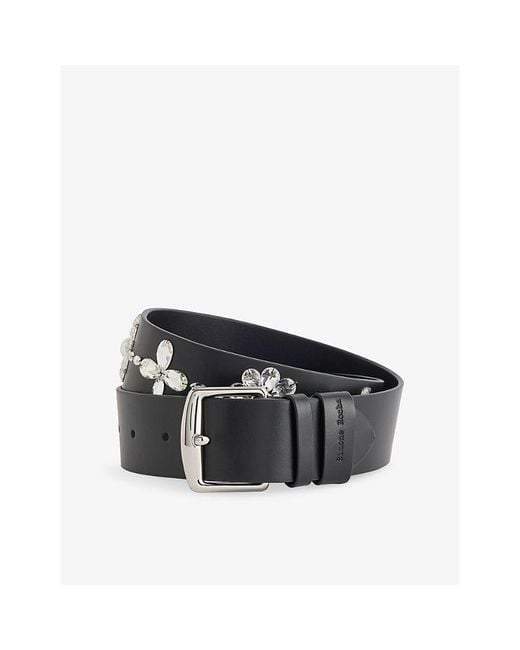 Simone Rocha Black Crystal-Embellished Leather Belt for men