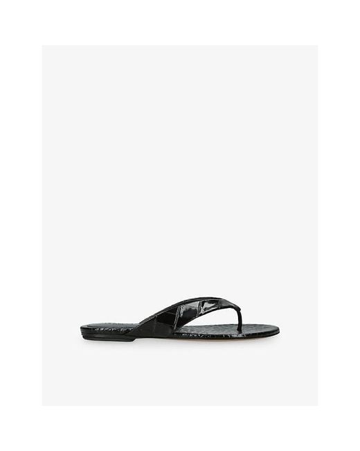 Le Monde Beryl Black Thong Leather Sandals