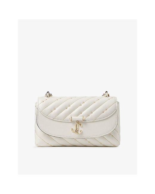 Jimmy Choo White Curve Small Leather Crossbody Bag