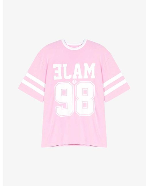 Maje Pink College Oversized-fit Cotton-jersey T-shirt