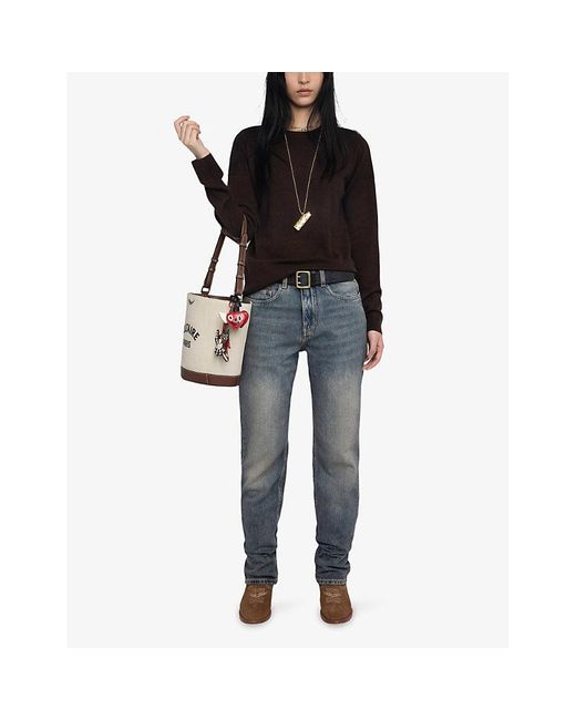 Zadig & Voltaire Black Heart Patch Wool And Cashmere-Blend Jumper