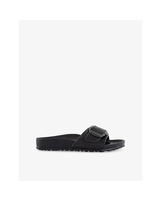 Birkenstock Black Madrid Big Buckle Rubber Sliders