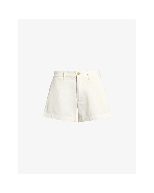 Polo Ralph Lauren White Mid-Rise Four-Pocket Cotton Shorts
