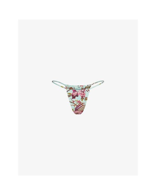 Skims White Roberto Cavalli X Dipped String Printed Bikini Bottoms