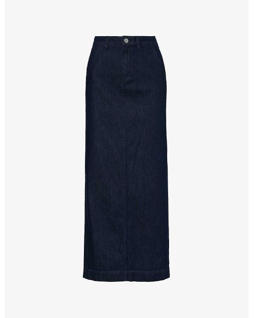 Theory Blue A-line High-waisted Denim Maxi Skirt