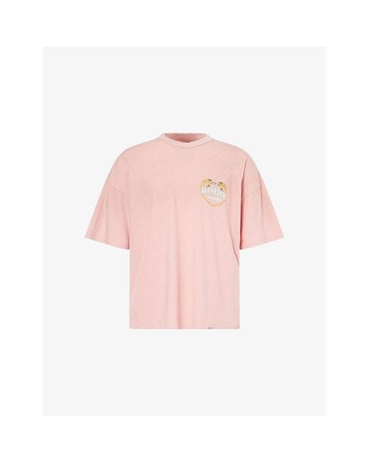 Represent Pink Angel Border Crewneck Cotton-Blend T-Shirt for men