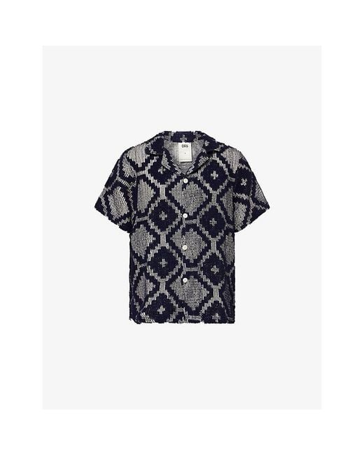 Oas Blue Trastevere Cuba Cotton-Blend Crochet Shirt for men