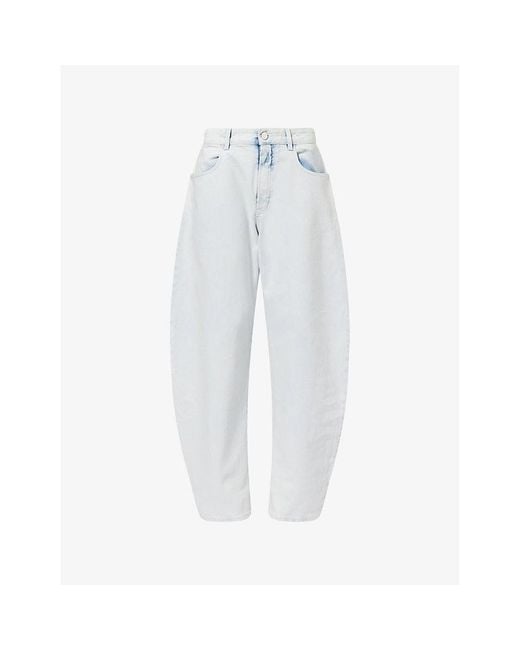 Alaïa White High-Rise Wide-Leg Denim-Blend Jeans