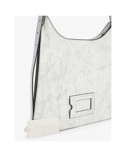 Acne White Platt Crackle Leather Shoulder Bag