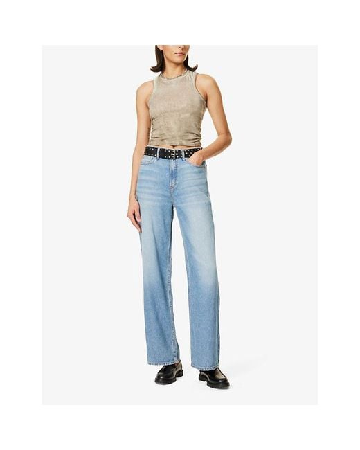 Rag & Bone Blue Logan Wide-Leg Mid-Rise Jeans