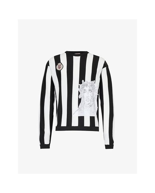 424 Pan Black Soccer Brand-motif Knitted Sweatshirt for men