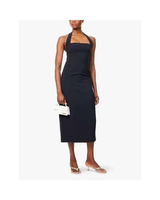 Odd Muse Blue The Ultimate Muse Halterneck Stretch-Woven Midi Dress