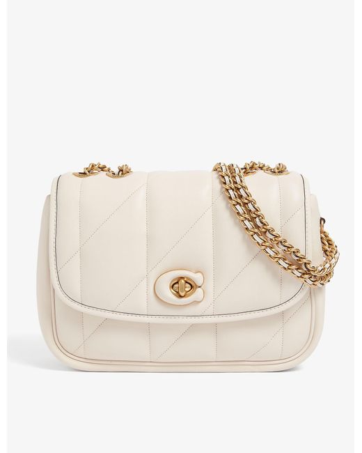 COACH Madison Quilted Leather Shoulder Bag in b4/Chalk (Natural) | Lyst