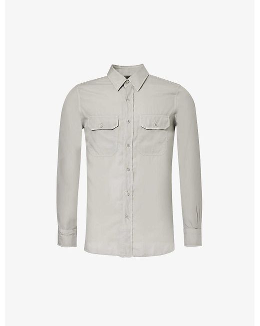 Tom Ford Gray Regular-fit Curved-hem Woven Shirt for men