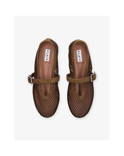 Alaïa Brown Ballerina Mesh And Suede Ballet Flats