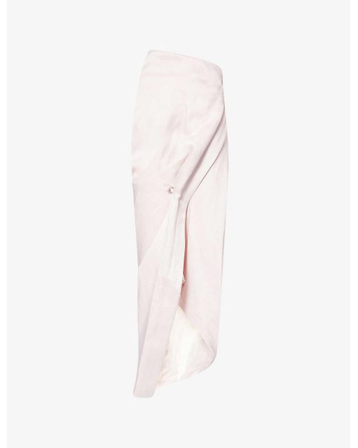 Issey Miyake White Enveloping Mid-rise Woven Midi Skirt