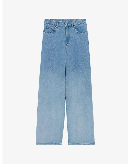 Claudie Pierlot Blue Michel Tie-dye Effect Wide-leg Low-rise Denim Jeans