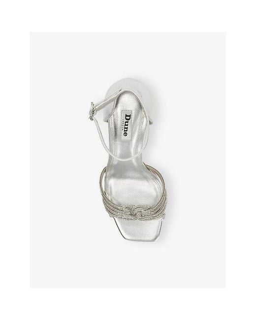 Dune White Militant Embellished Faux-Leather Heeled Sandals
