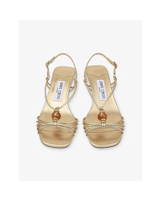 Jimmy Choo Lova 50 Metallic Leather Sandals