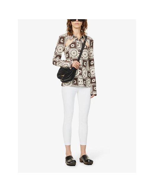 PAIGE White Hoxton Cropped Skinny-Leg High-Rise Stretch-Denim Jeans