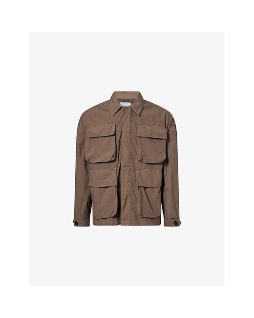 MKI Miyuki-Zoku Brown Patch-Pocket Shell Overshirt for men