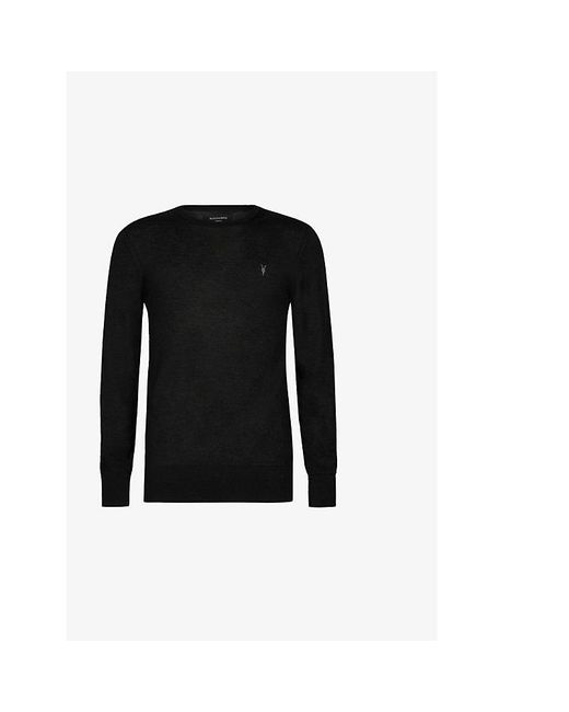AllSaints Black Mode Merino Marl-Pattern Wool Crew Jumper for men