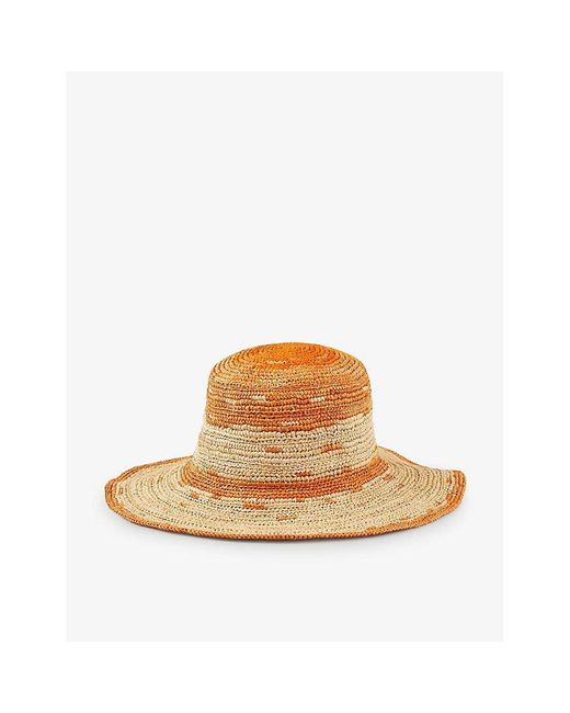 Sandro Brown Two-tone Wide-brim Raffia Hat