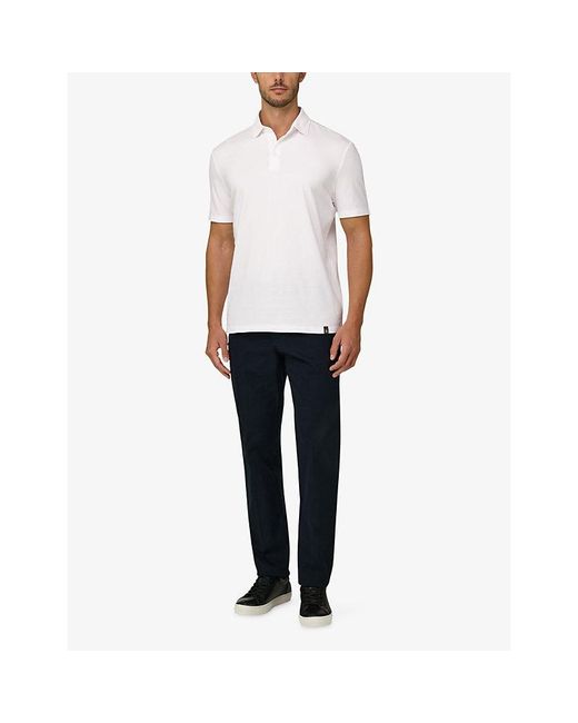 Boggi White Short-Sleeved Branded-Tab Stretch-Cotton Polo Shirt for men