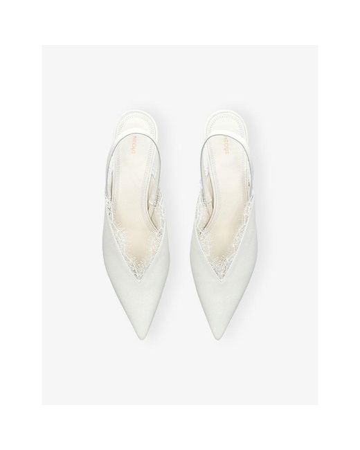 Neous White Irena Satin Slingbacks