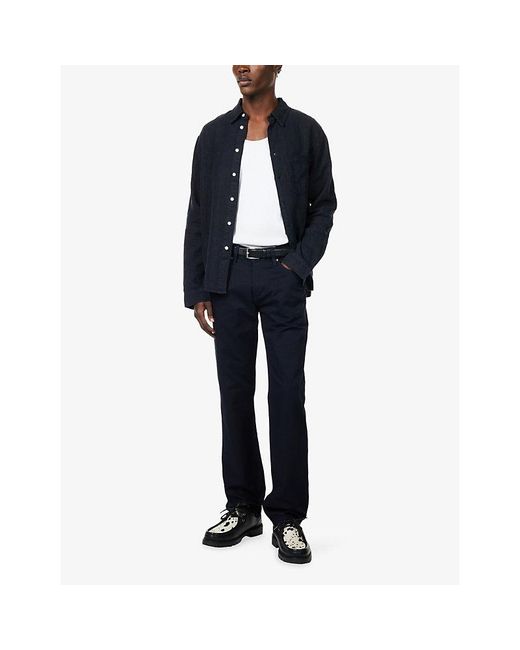 Citizens of Humanity Blue Elijah Straight-Leg Cotton-And-Linen Trousers for men