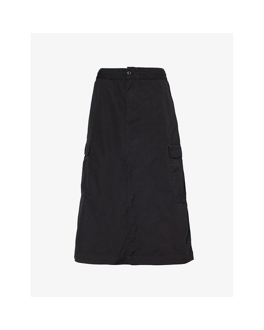 Carhartt Black Jet Slip-pocket Cotton Midi Skirt