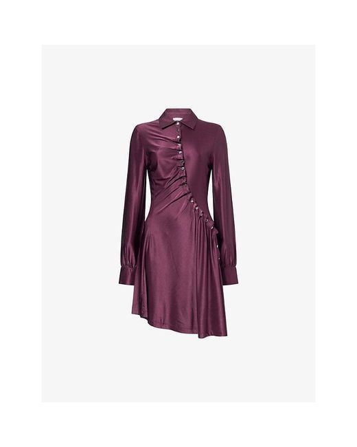 Rabanne Purple Pleated Jersey-Satin Mini Dress